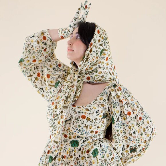 Samantha Pleet Silk Scarf in Ivory Illuminated - Picture 3 of 8